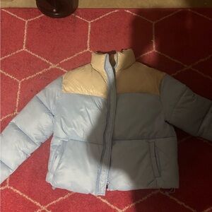 Fashion nova Blue and Tan Puffer Jacket